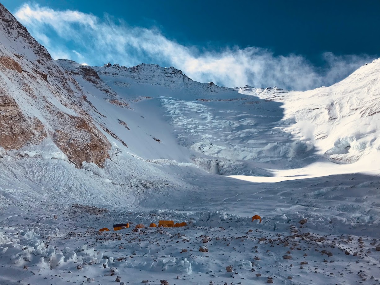 Camp two with the impressive Lhotse Face behind
